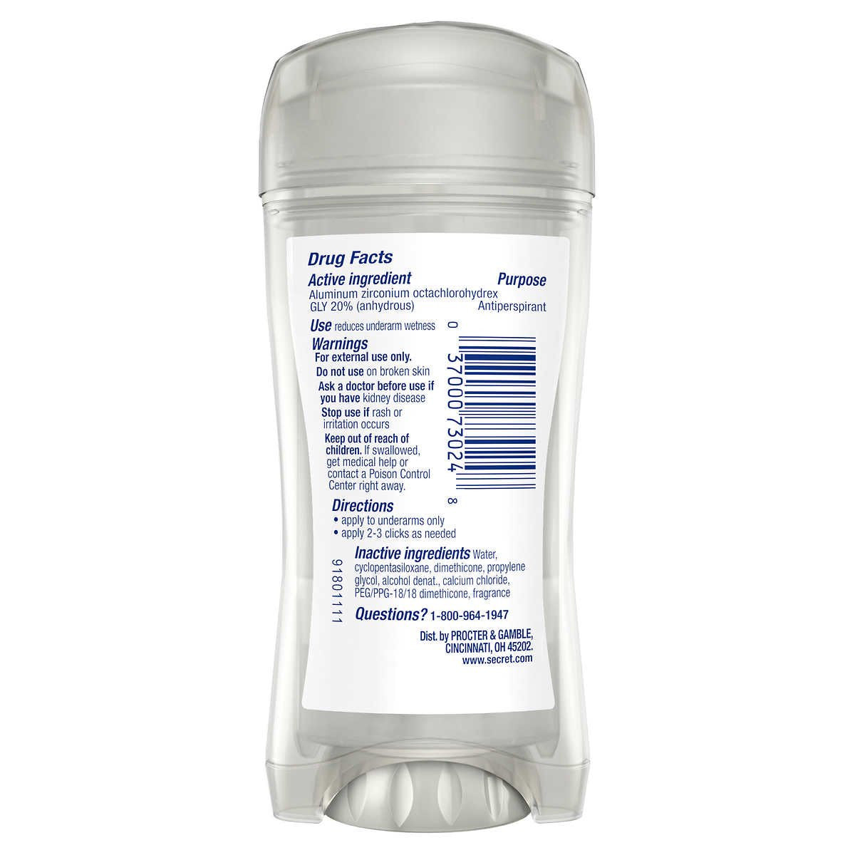 Lăn khử mùi Secret Ultimate Protection Clear Gel Antiperspirant, Classic Clean 73g (Mẫu Mới Màu Bạc) - hình ảnh chi tiết 3