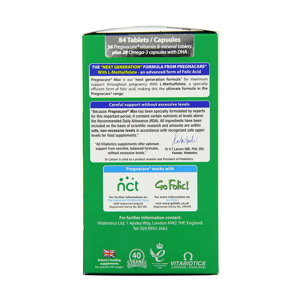 Vitamin cho bà bầu của Anh Vitabiotics Pregnacare Max 84 viên - hình ảnh chi tiết 2
