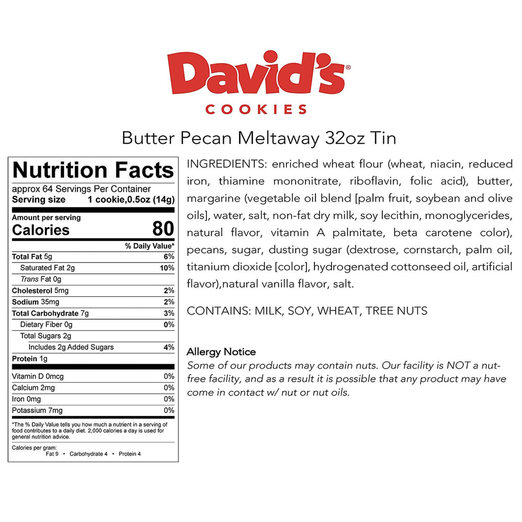 Bánh cookies bơ hạt hồ đào David’s Cookies Butter Pecan Meltaways 907g - hình ảnh chi tiết 3