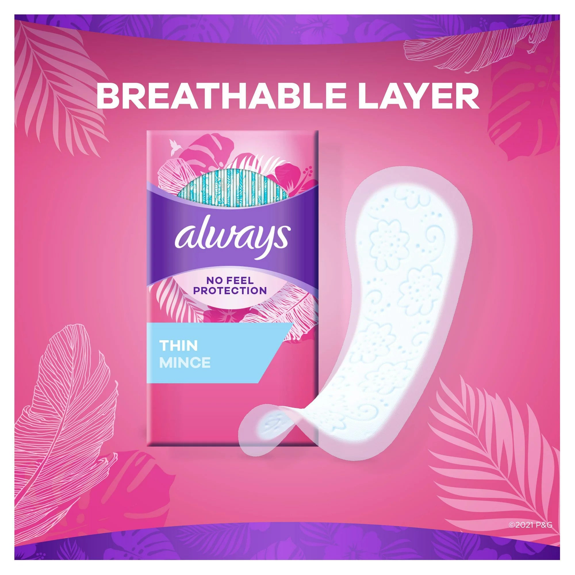 Băng vệ sinh Always Thin Daily Liners Unscented, 20 Ct - hình ảnh chi tiết 3