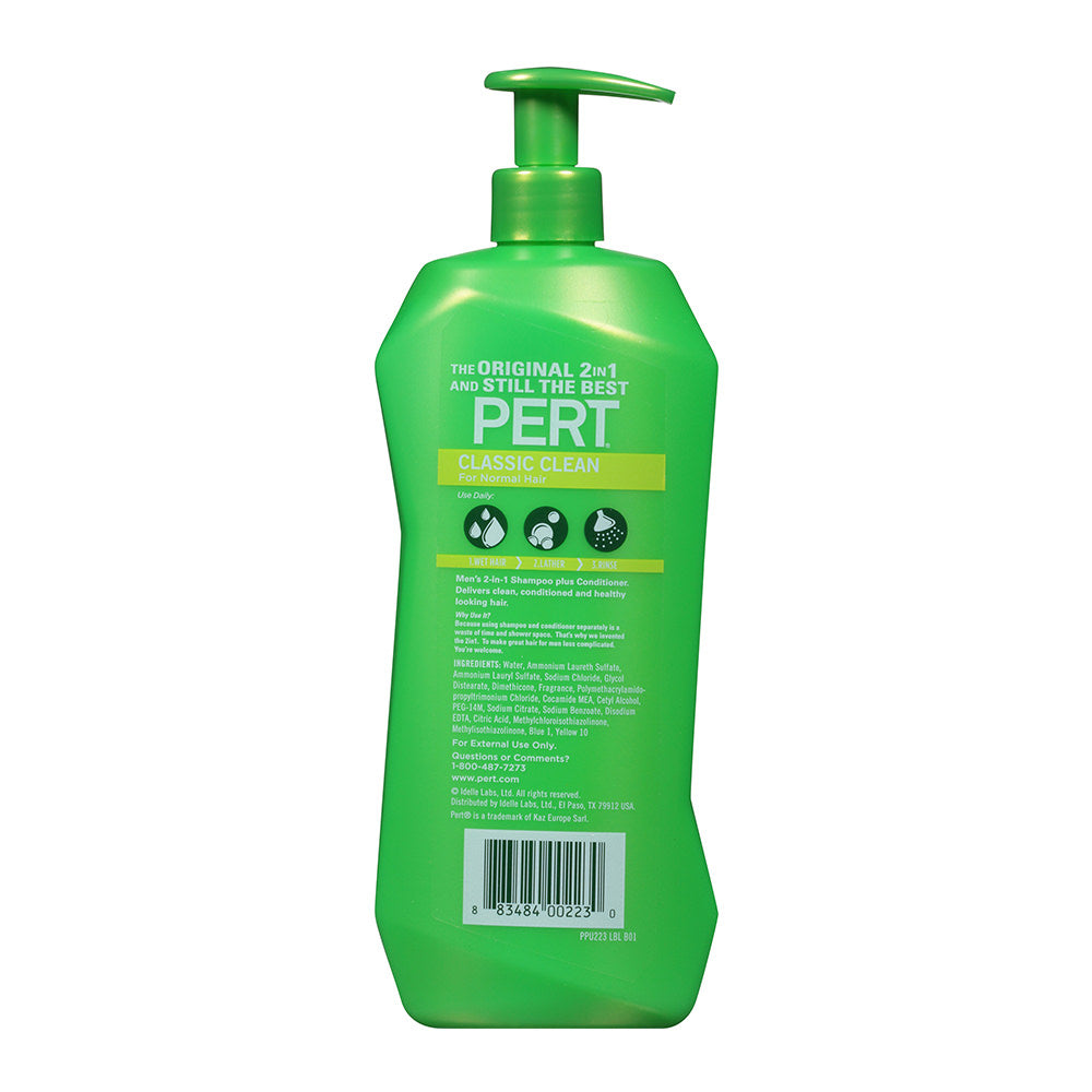 Dầu gội + xả Pert 2 in 1 Plus Classic Clean For Normal Hair 1 lít của Mỹ - hình ảnh chi tiết 3