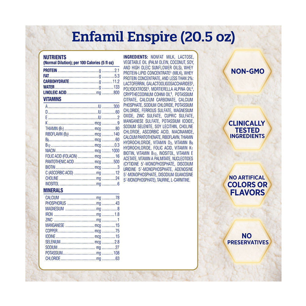 Sữa Enfamil Enspire dành cho bé từ 0 – 12 tháng Enfamil Enspire Infant Non-GMO 581g - hình ảnh chi tiết 3