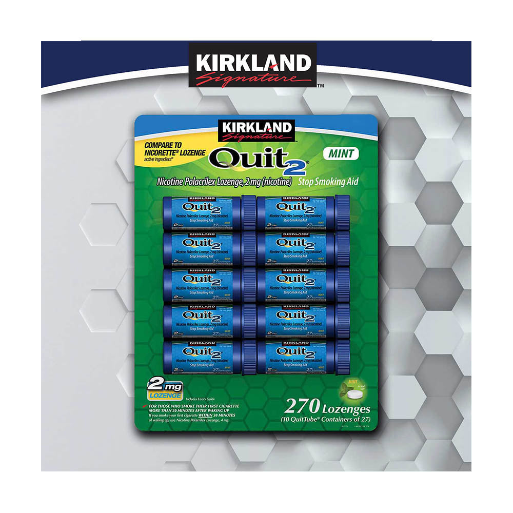Kẹo cai thuốc lá Kirkland Signature Quit 2 Gum Lozenges Mint 270 viên (10 ống) - hình ảnh sản phẩm chính