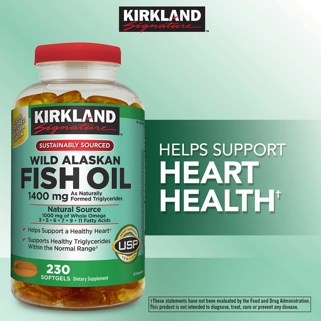 Viên uống Dầu Cá Alaska Kirkland Signature Wild Alaskan Fish Oil 1400 mg 230 viên của Mỹ - ảnh sản phẩm 3