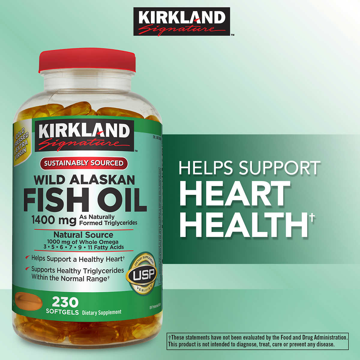 Viên uống Dầu Cá Alaska Kirkland Signature Wild Alaskan Fish Oil 1400 mg 230 viên của Mỹ - ảnh sản phẩm 3