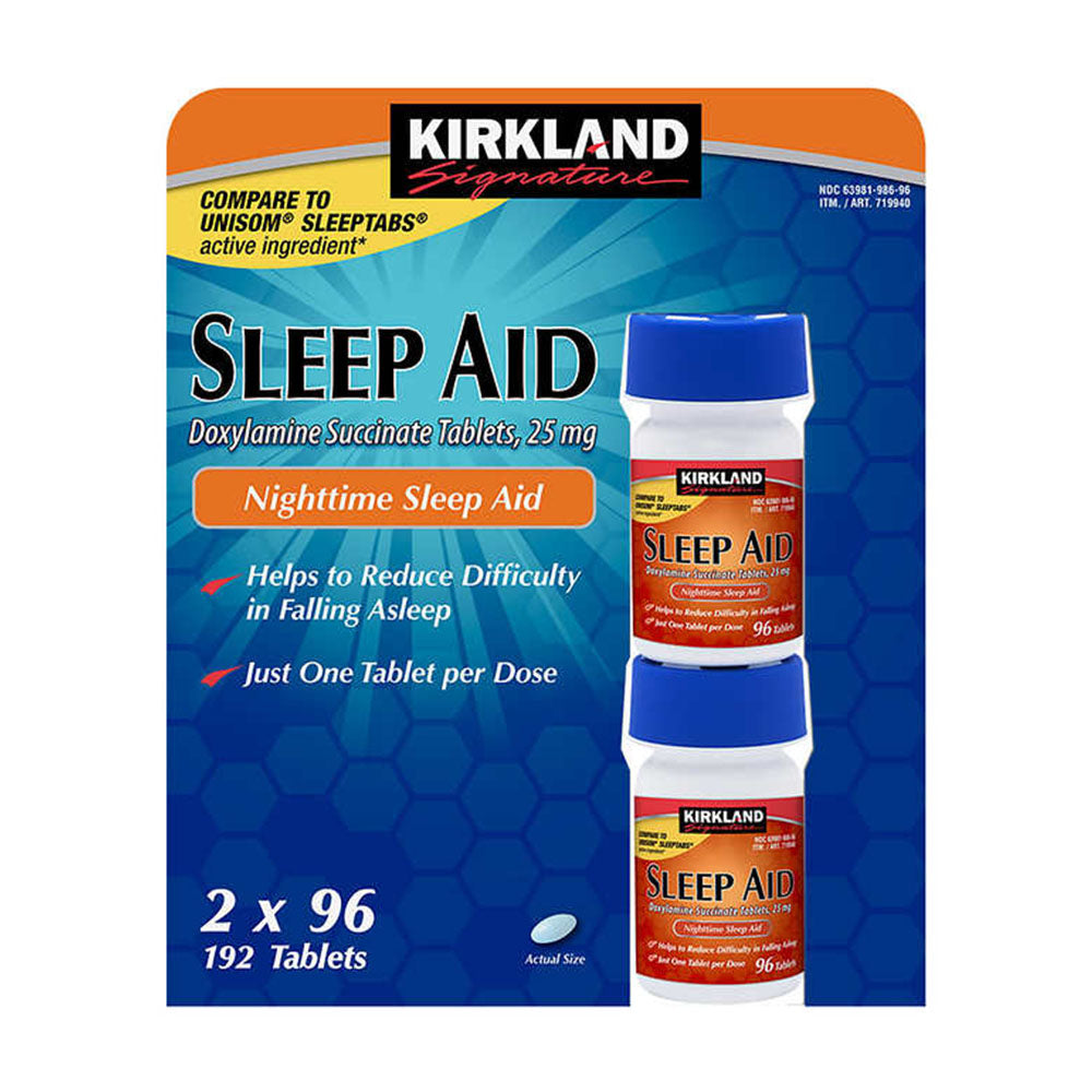 Viên uống hỗ trợ giấc ngủ ngon Kirkland Signature Sleep Aid 2 hộp x96 viên - hình ảnh sản phẩm chính