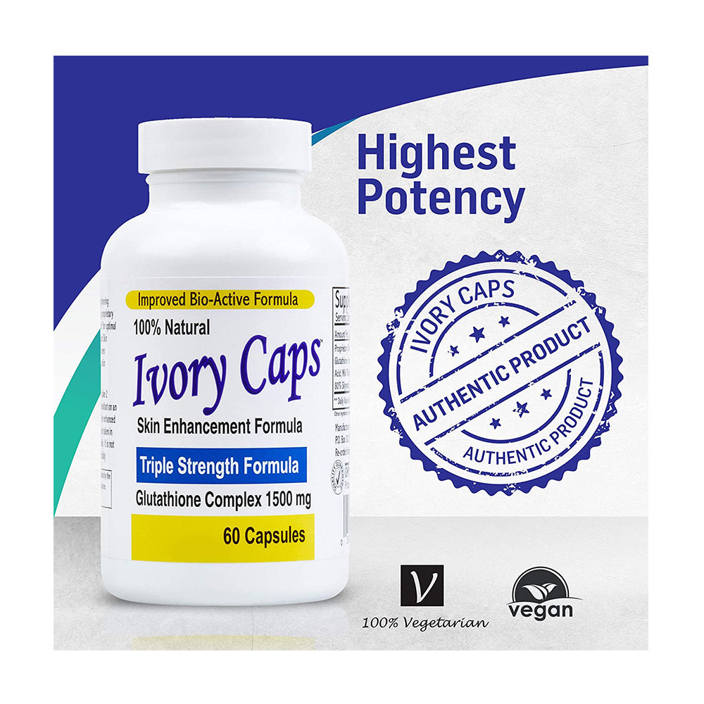 Viên uống giúp làm trắng da Glutathione Complex 1500mg Ivory Caps 60 viên của Mỹ - hình ảnh chi tiết 6