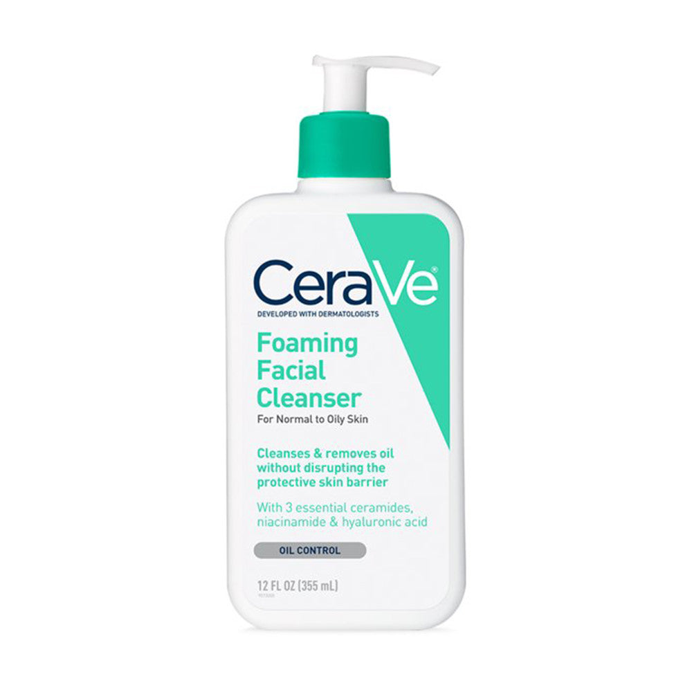 Sữa rửa mặt CeraVe dành cho da thường và da dầu CeraVe Foaming Facial Cleanser 355ml (Oily Skin Xanh Ngọc) - hình ảnh sản phẩm chính