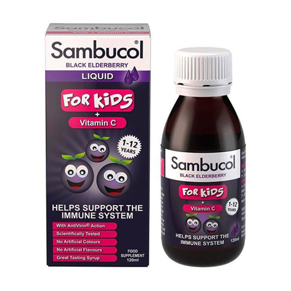 Siro cung cấp Vitamin C cho bé SAMBUCOL Black Elderberry Liquid 120ml - hình ảnh chi tiết 3