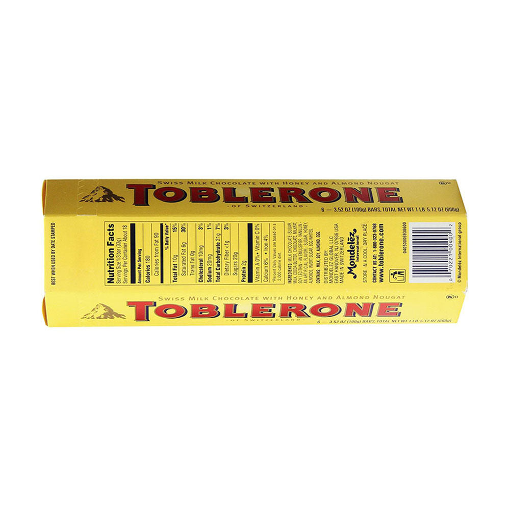 Socola mật ong và hạnh nhân Toblerone Swiss Milk Chocolate With Honey & Almond Nougat 600g - hình ảnh chi tiết 3