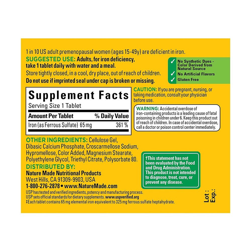 Viên uống bổ sung sắt Nature Made Iron 65mg 365 viên của Mỹ - hình ảnh chi tiết 5