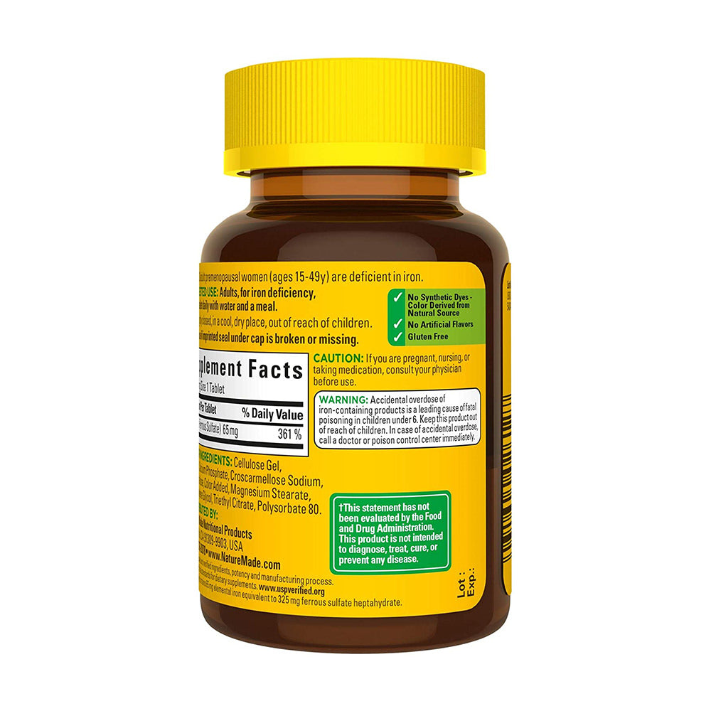 Viên uống bổ sung sắt Nature Made Iron 65mg 180 viên của Mỹ - hình ảnh chi tiết 3