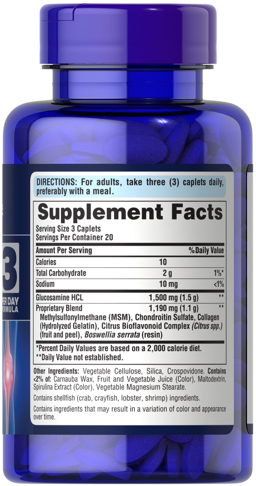 Viên uống hổ trợ xương khớp Puritan's Pride Glucosamine Chondroitin MSM 60 viên (Số 3) - hình ảnh chi tiết 2