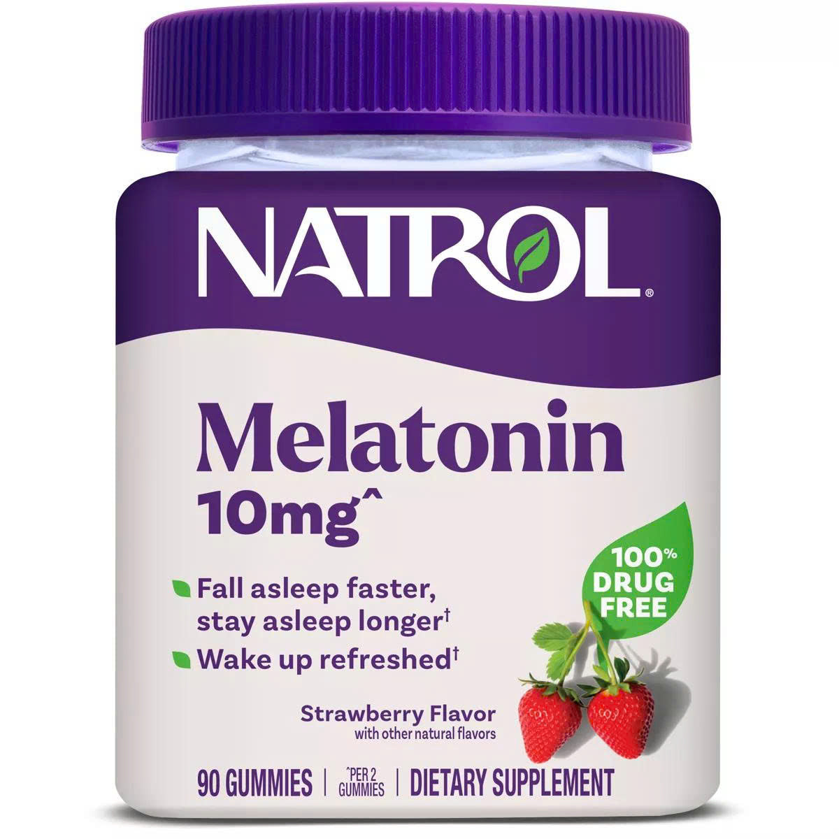 Kẹo dẻo giúp ngủ ngon Natrol Gummies Melatonin 10mg 90 viên vị dâu - hình ảnh sản phẩm chính