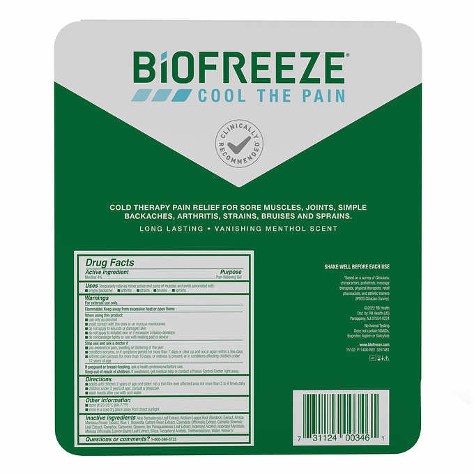 Set 2 chai dầu lạnh xoa bóp giảm đau nhanh Biofreeze Pain Reliever - hình ảnh chi tiết 5