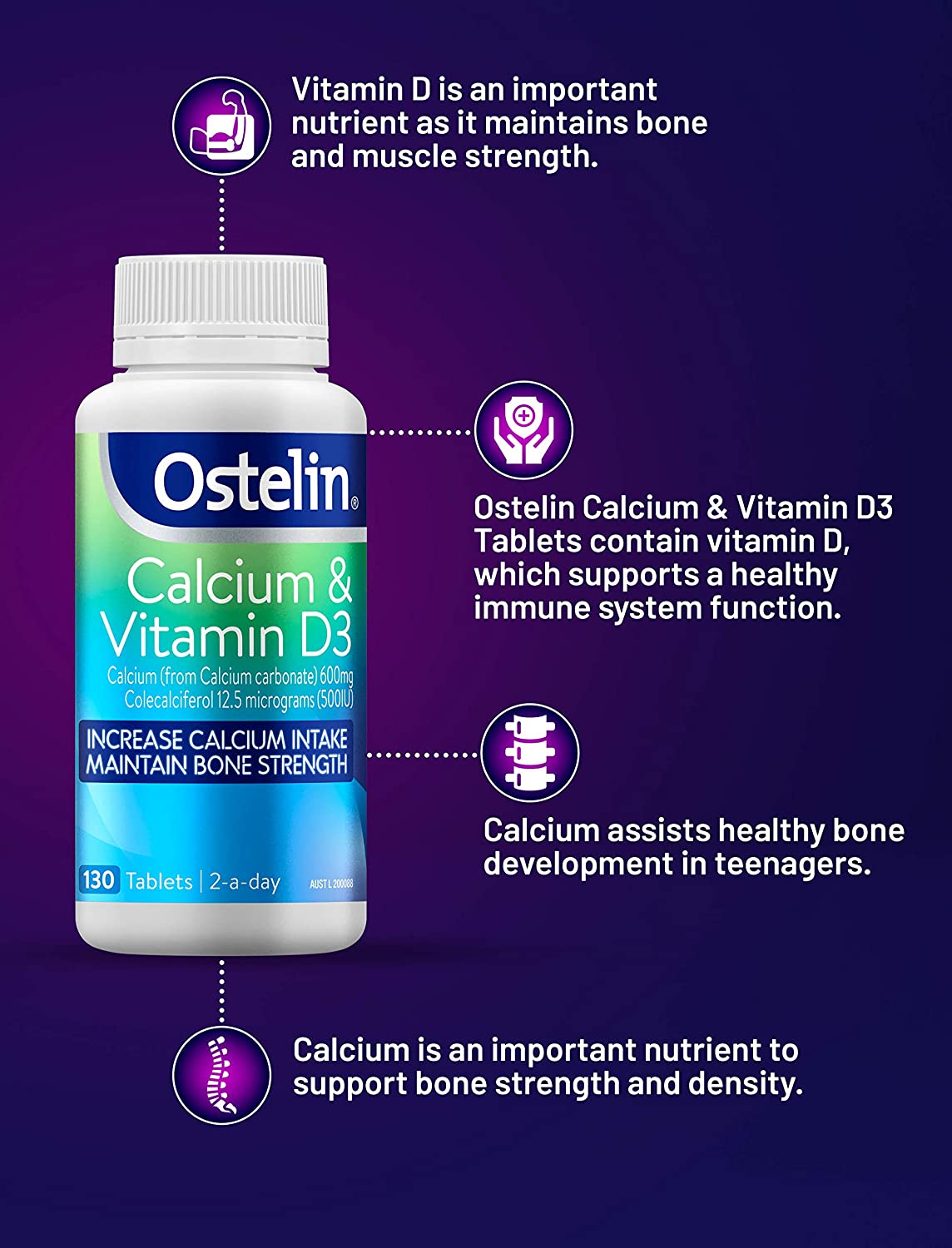 Viên uống bổ sung vitamin D & Calcium Ostelin 130 viên của Úc - hình ảnh chi tiết 5