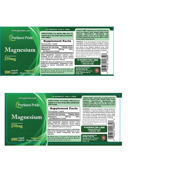 Viên uống hỗ trợ xương Puritan's pride Magnesium 250 mg hộp 100 viên - hình ảnh chi tiết 4