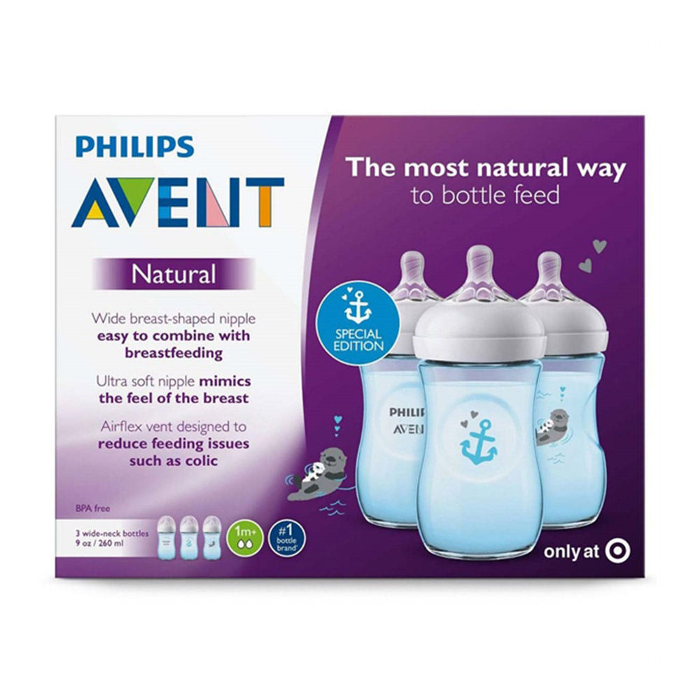 Set 3 bình sữa cổ rộng Philips Avent Natural 1m+ 260ml - hình ảnh sản phẩm chính