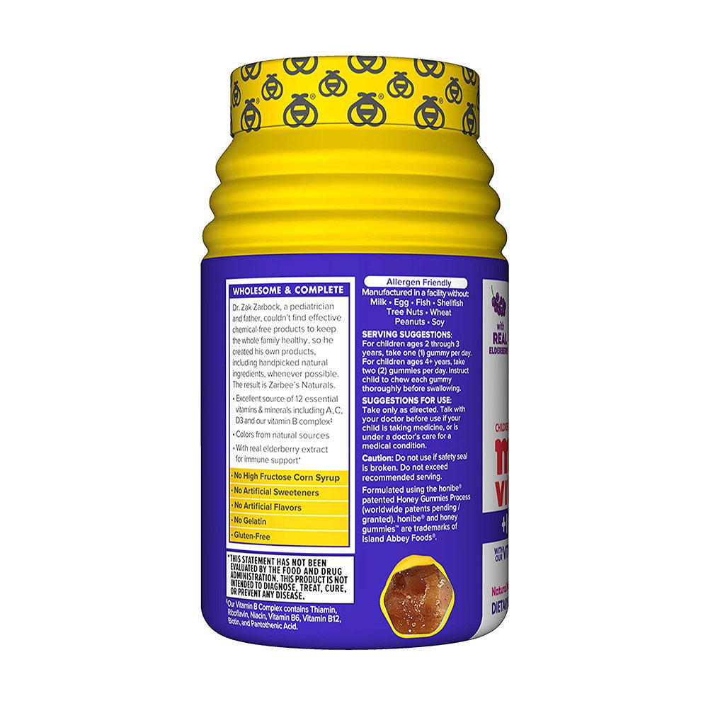 Kẹo tăng cường đề kháng cho trẻ Zarbee's Naturals Children's Complete Multivitamin + Immune Gummies - Natural Mixed Berry - 70 viên - hình ảnh chi tiết 2