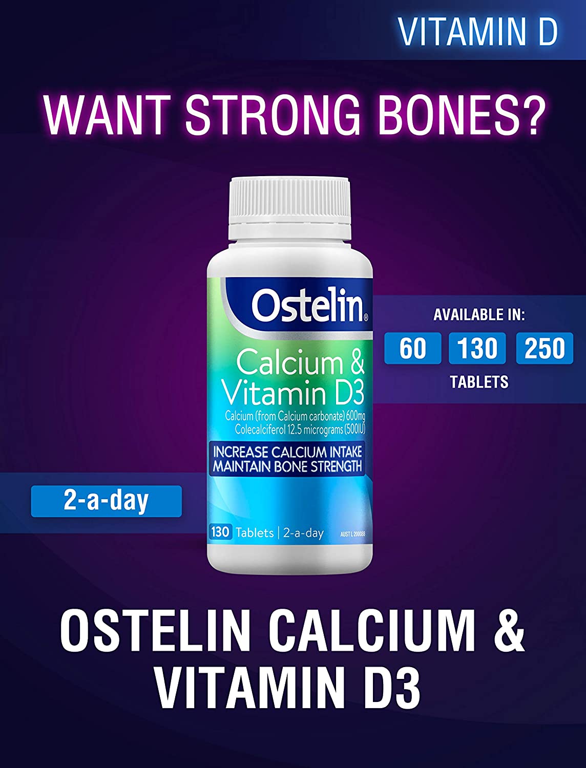 Viên uống bổ sung vitamin D & Calcium Ostelin 130 viên của Úc - hình ảnh chi tiết 4
