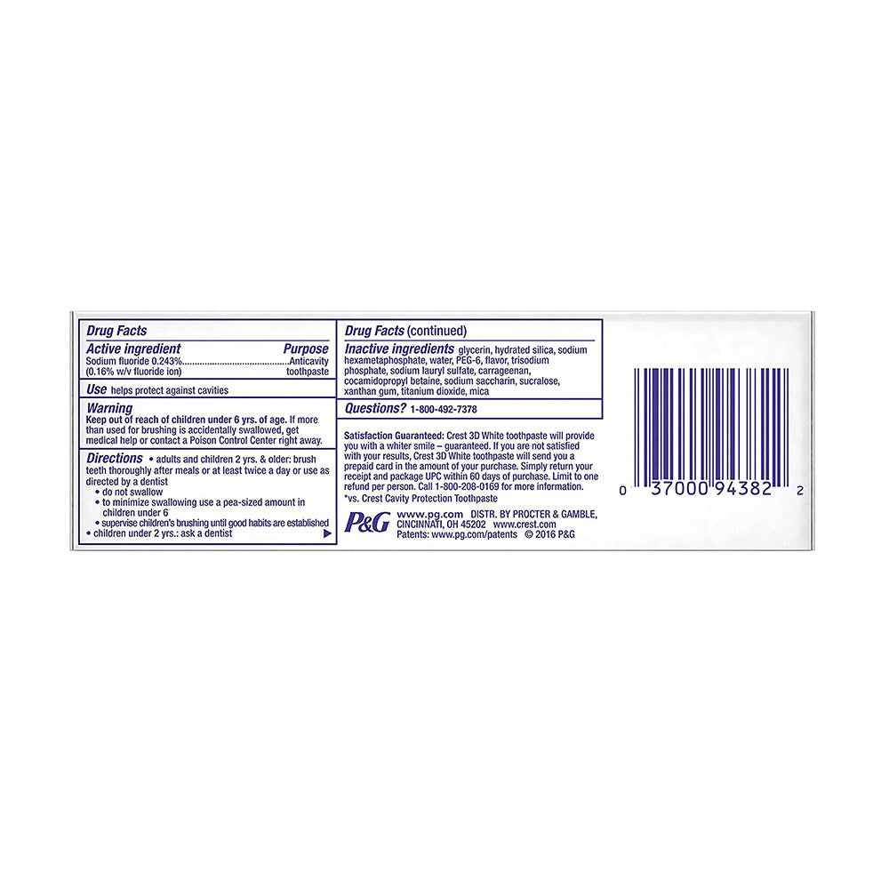 Kem đánh răng Crest 3D White Brilliance Toothpaste 116g - hình ảnh chi tiết 2