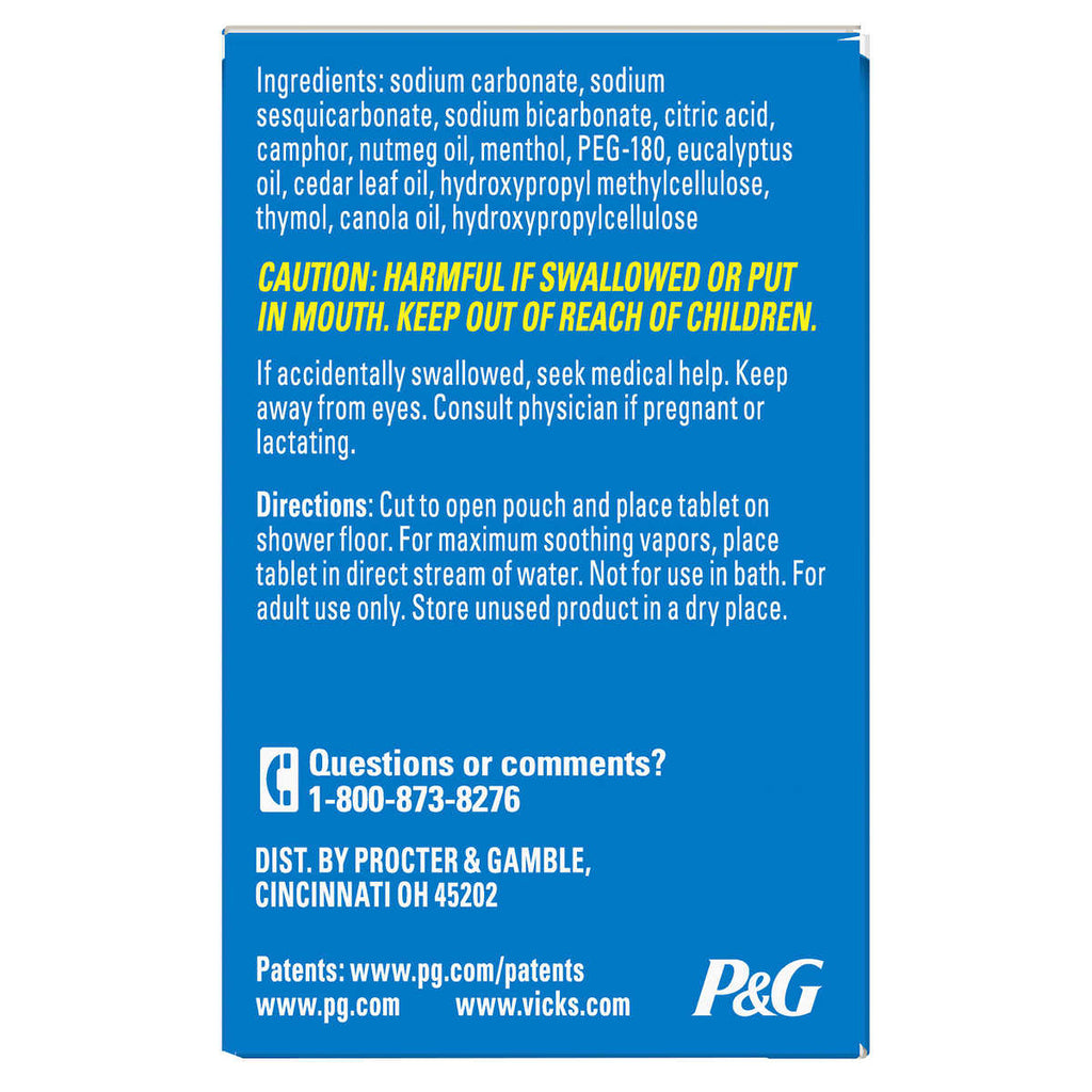 Viên Xông Tắm Giải Cảm, Giảm Mệt Mõi, Stress Vicks VapoShower, 9 Shower Tablets - hình ảnh chi tiết 2