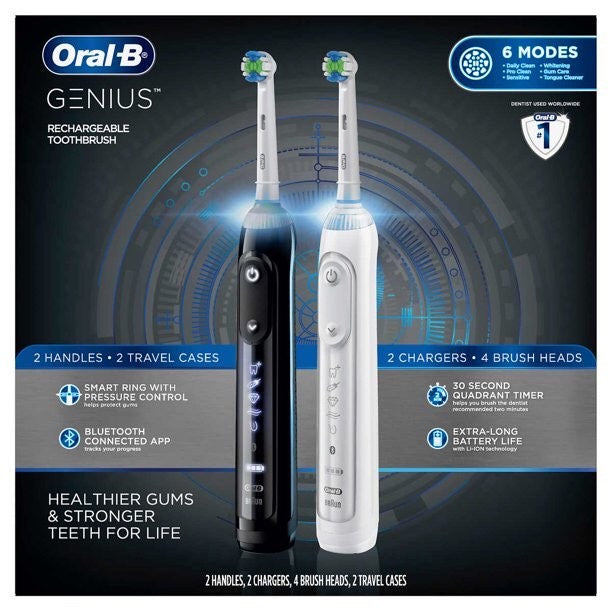 Bàn chải điện Oral-B Genius Rechargeable Toothbrush, 2-pack - hình ảnh chi tiết 4