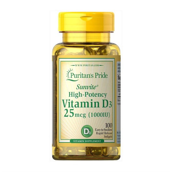 Viên uống bổ sung Vitamin D3 25mcg 1000IU, Puritan’s Pride 100 viên - hình ảnh sản phẩm chính