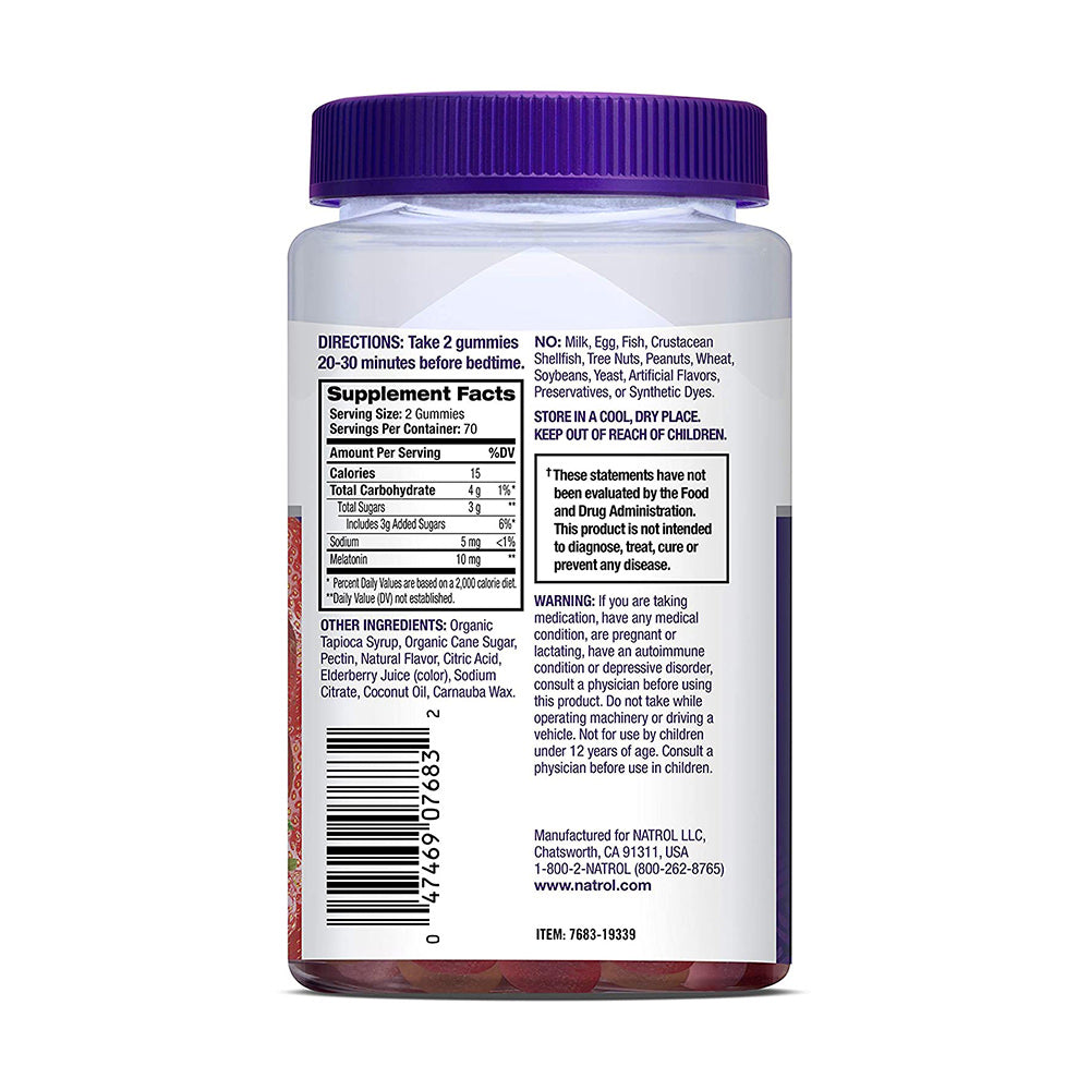 Kẹo dẻo giúp ngủ ngon Natrol Gummies Melatonin 10mg 140 viên vị dâu - hình ảnh chi tiết 4