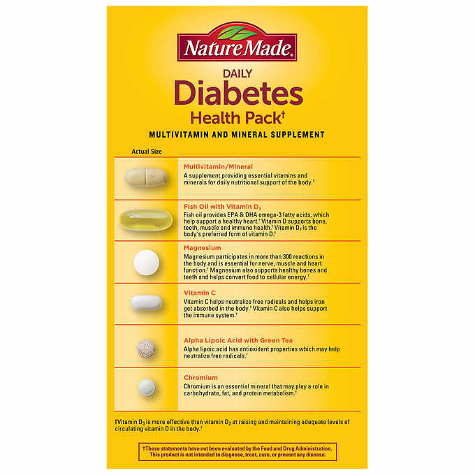 Vitamin cho người tiểu đường Diabetes Health Pack Nature Made 60 gói của Mỹ - hình ảnh chi tiết 3