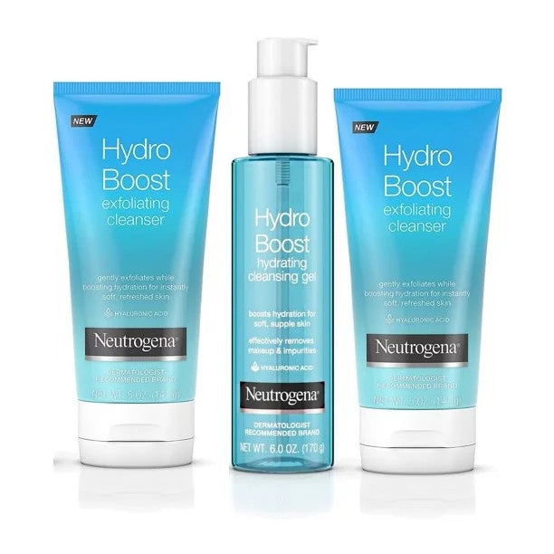 Set Sửa Rửa Mặt Cấp Ẩm Và Tẩy Tế Bào Chết Neutrogena Hydro Boost Cleanse & Exfoliate (170gx1 & 141gx2) - hình ảnh chi tiết 2