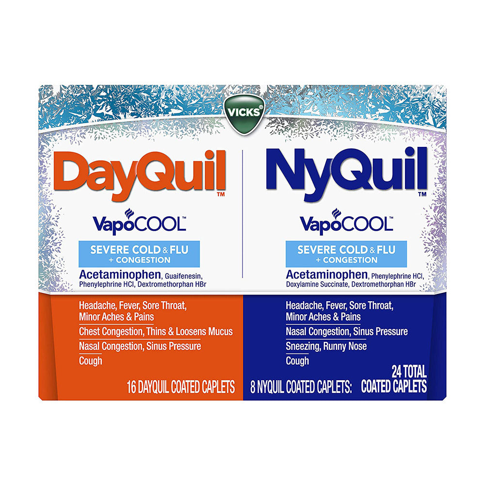 Viên uống trị ho cảm cúm DayQuil & NyQuil Severe with Vicks VapoCOOL Cold & Flu Relief Caplets - Acetaminophen - 24 viên - hình ảnh sản phẩm chính