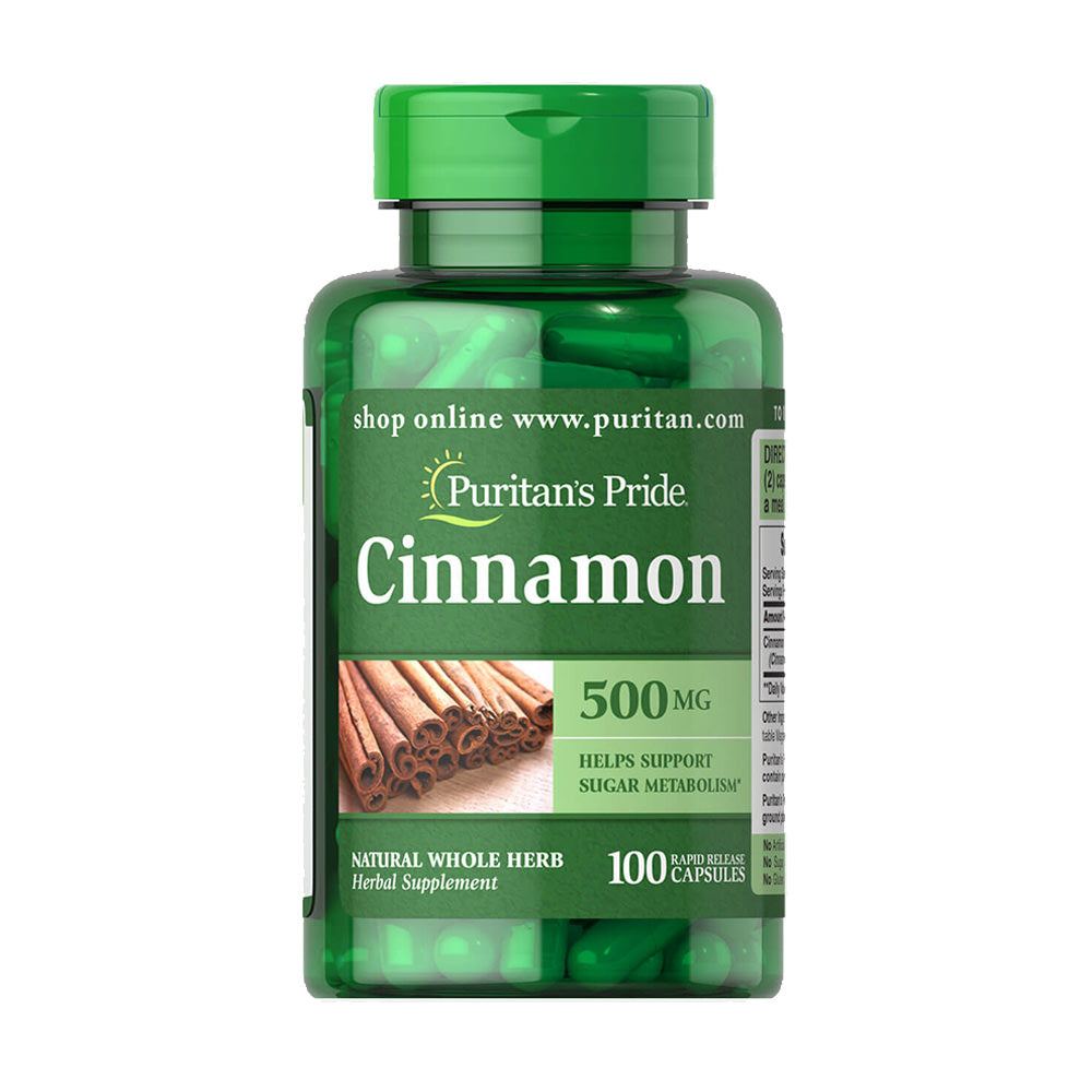 Viên uống hỗ trợ đường huyết từ quế Puritan’s Pride Cinnamon 500mg 100 Capsules - hình ảnh sản phẩm chính