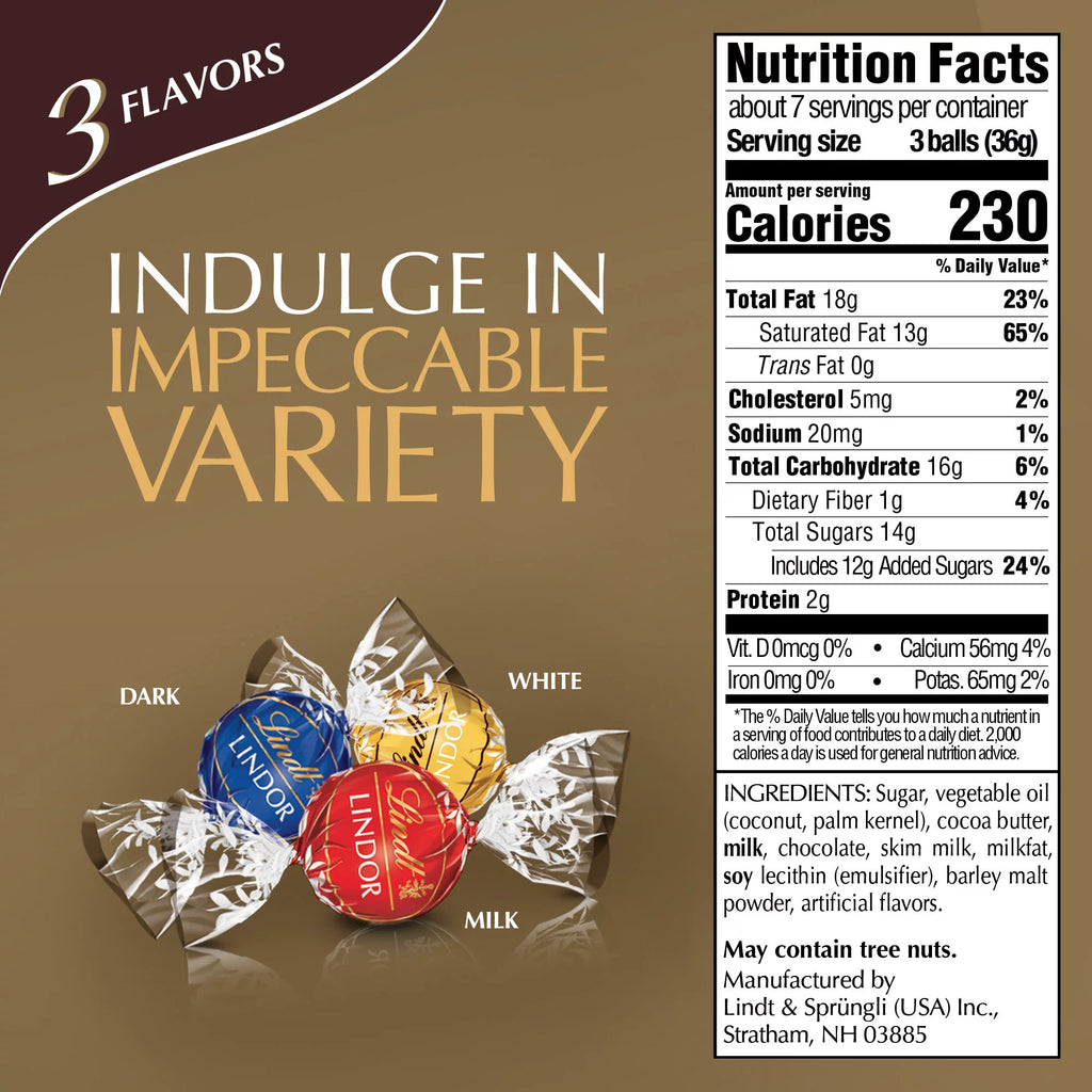 Socola Lindt Lindor Assorted Chocolate Truffles, Assorted, 21.2 oz 600g - hình ảnh chi tiết 3
