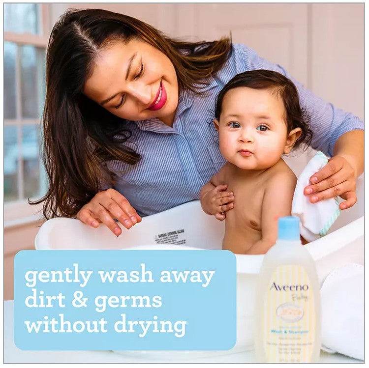 Bộ sản phẩm dầu gội & dưỡng ẩm hàng ngày cho bé Aveeno 2-in-1 Baby Wash and Shampoo with Natural Oat Extract (976ml & 355ml) - hình ảnh chi tiết 3