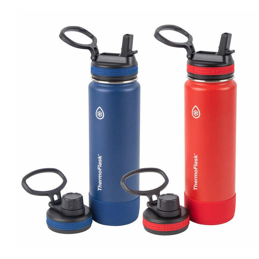 Set 2 bình giữ nhiệt ThermoFlask Straw and Spout 24oz 710ml Stainless Steel Insulated Bottle, 2-pack - ảnh sản phẩm 3