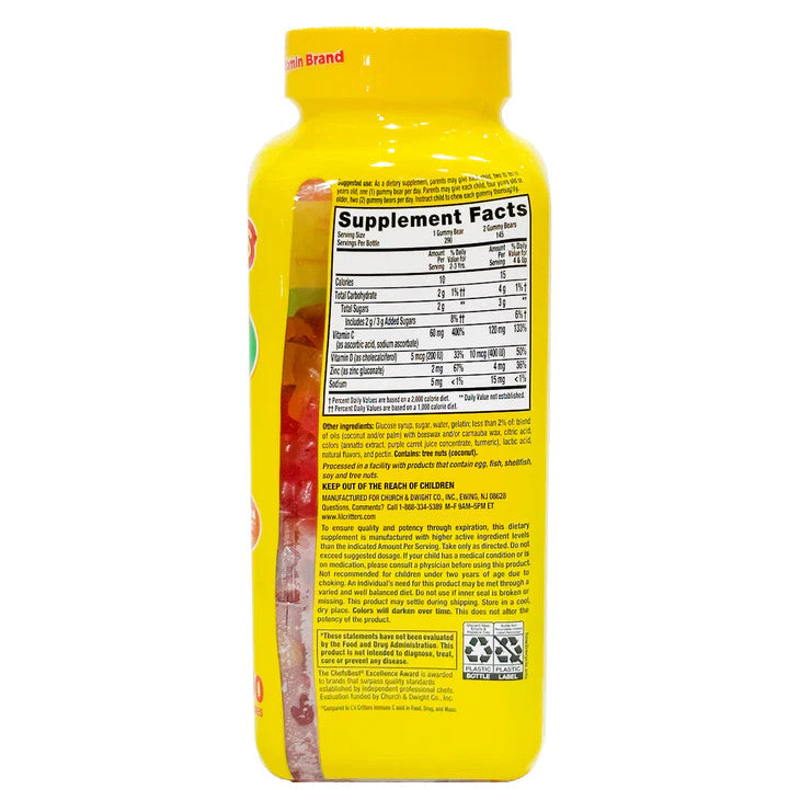 Kẹo gấu bổ sung Vitamin C và tăng sức đề kháng L’il Critters Immune C 290 viên - hình ảnh chi tiết 3