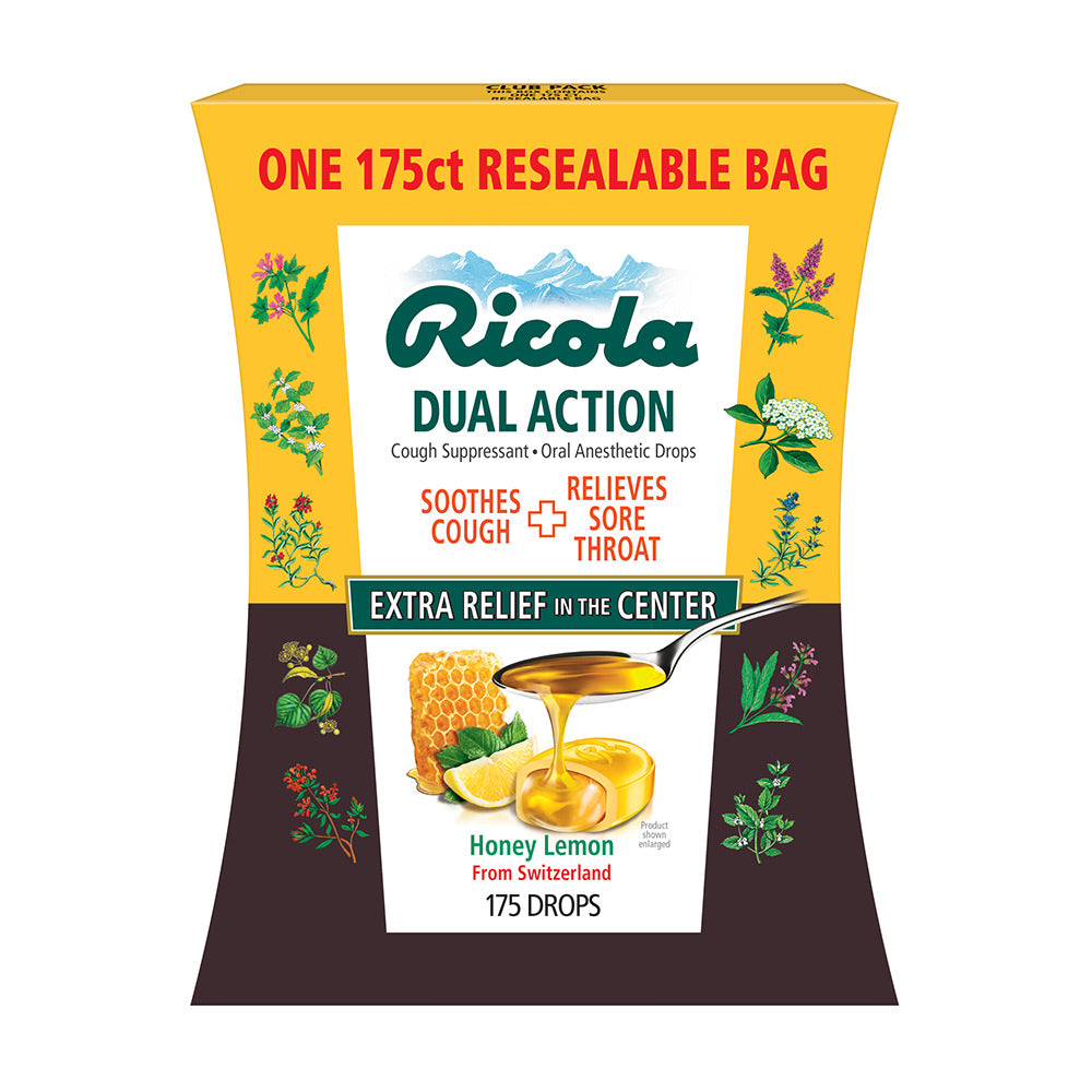 Kẹo thông cổ, mát họng Ricola nhân chanh mật ong Ricola Dual Action Honey Lemon 175 viên - hình ảnh sản phẩm chính