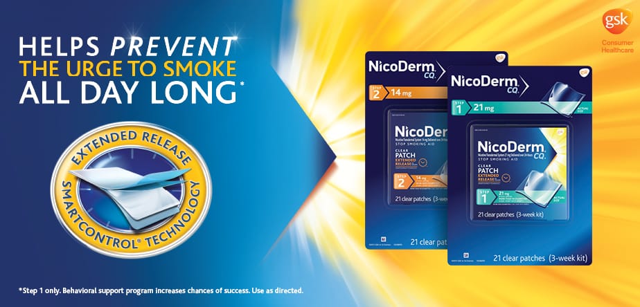 Miếng dán cai thuốc lá NicoDerm CQ Step 2 Clear Nicotine Patches 14mg 21 miếng - hình ảnh chi tiết 3