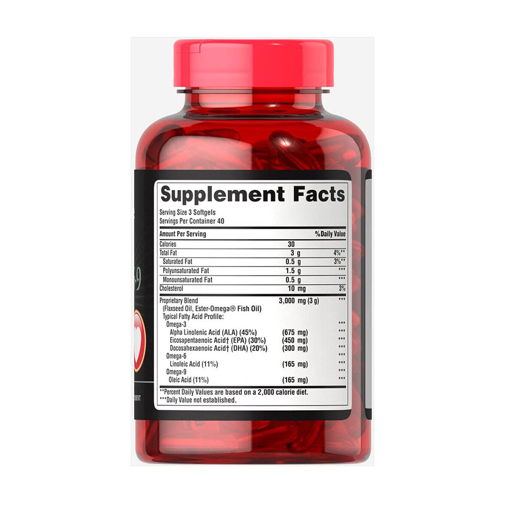 Dầu cá bổ tim mạch Puritan’s Pride Triple Omega 3-6-9 Fish & Flax Oils 120 viên - hình ảnh chi tiết 2