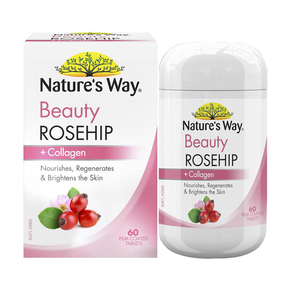Viên uống Collagen trắng da Nature’s Way Beauty Rosehip Collagen 60 viên - hình ảnh chi tiết 2