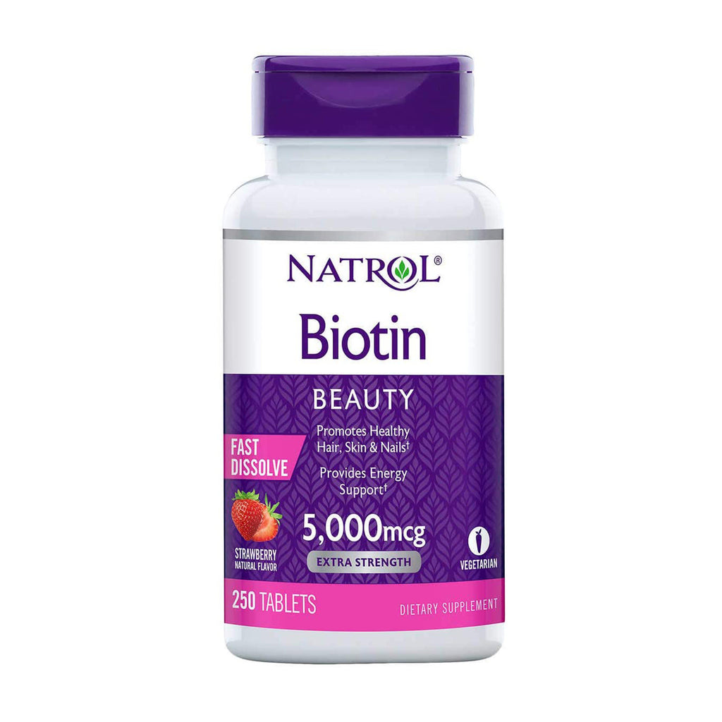 Viên nhai đẹp da tóc và móng Natrol Biotin Beauty 5000mcg 250 viên của Mỹ - hình ảnh sản phẩm chính