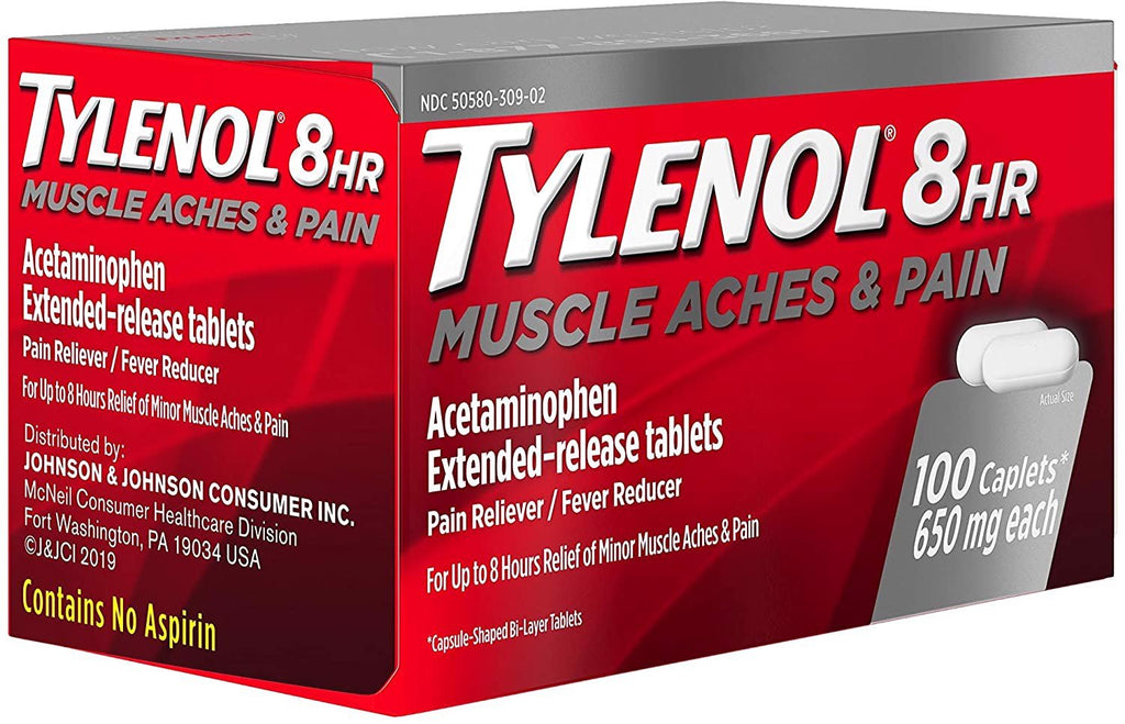 Giảm đau Tylenol 8Hr Muscle Aches & Pain 650mg 100 Caplets - hình ảnh chi tiết 2