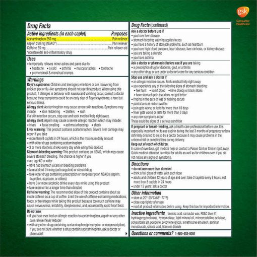 Viên uống giảm đau đầu Excedrin Extra Strength 300 viên - hình ảnh chi tiết 3