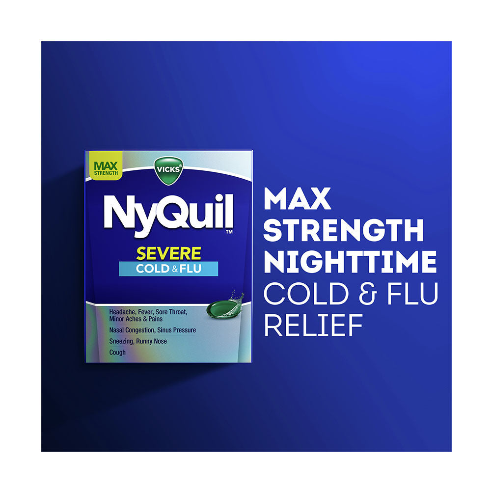 Viên uống trị ho cảm cúm Vicks NyQuil Severe Cough, Cold & Flu Relief Liquicaps - Acetaminophen - 24 viên - hình ảnh chi tiết 3