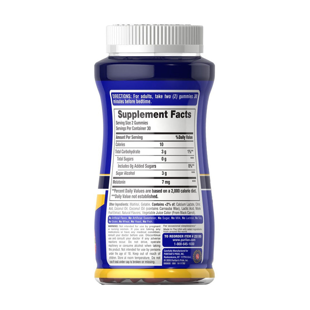 Kẹo dẻo hỗ trợ giấc ngủ ngon Puritan’s Pride Sleep Gummies Melatonin 7mg Sugar Free 60 Gummies - hình ảnh chi tiết 2