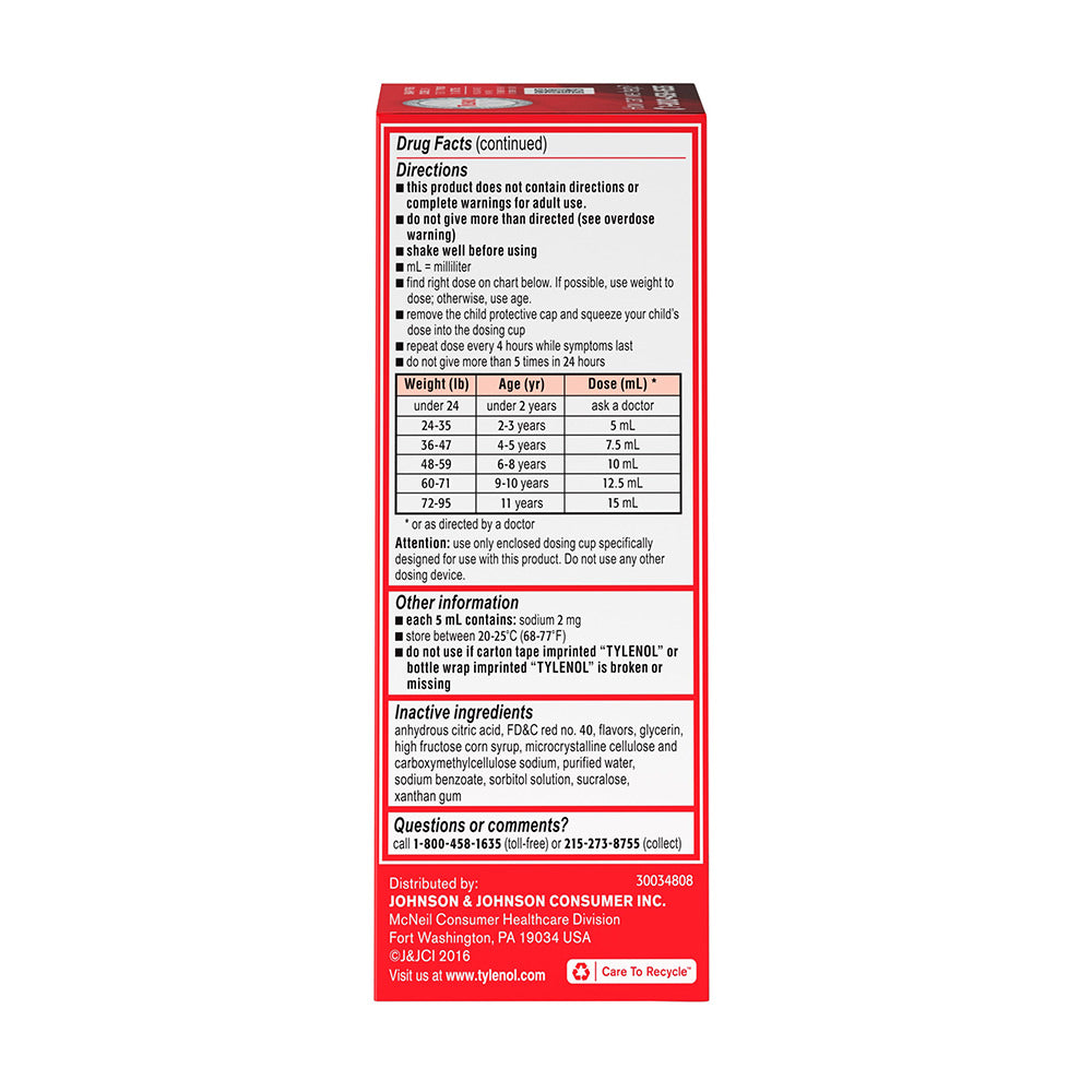 Siro giảm đau hạ sốt cho trẻ 2-11 tuổi Children’s Tylenol Pain Fever 120ml - hình ảnh chi tiết 5