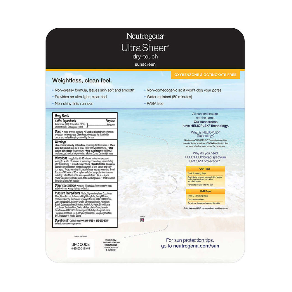 Set kem chống nắng Neutrogena SPF55 Ultra Sheer Dry-Touch sunscreen (147ml+88ml) - hình ảnh chi tiết 3