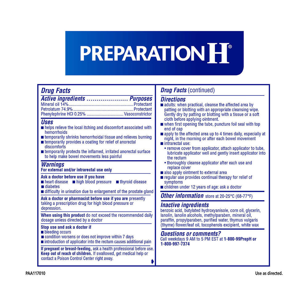 Kem bôi trĩ Preparation H Hemorrhoidal Ointment 57g x 2 tuýp (mẫu mới) - hình ảnh chi tiết 2
