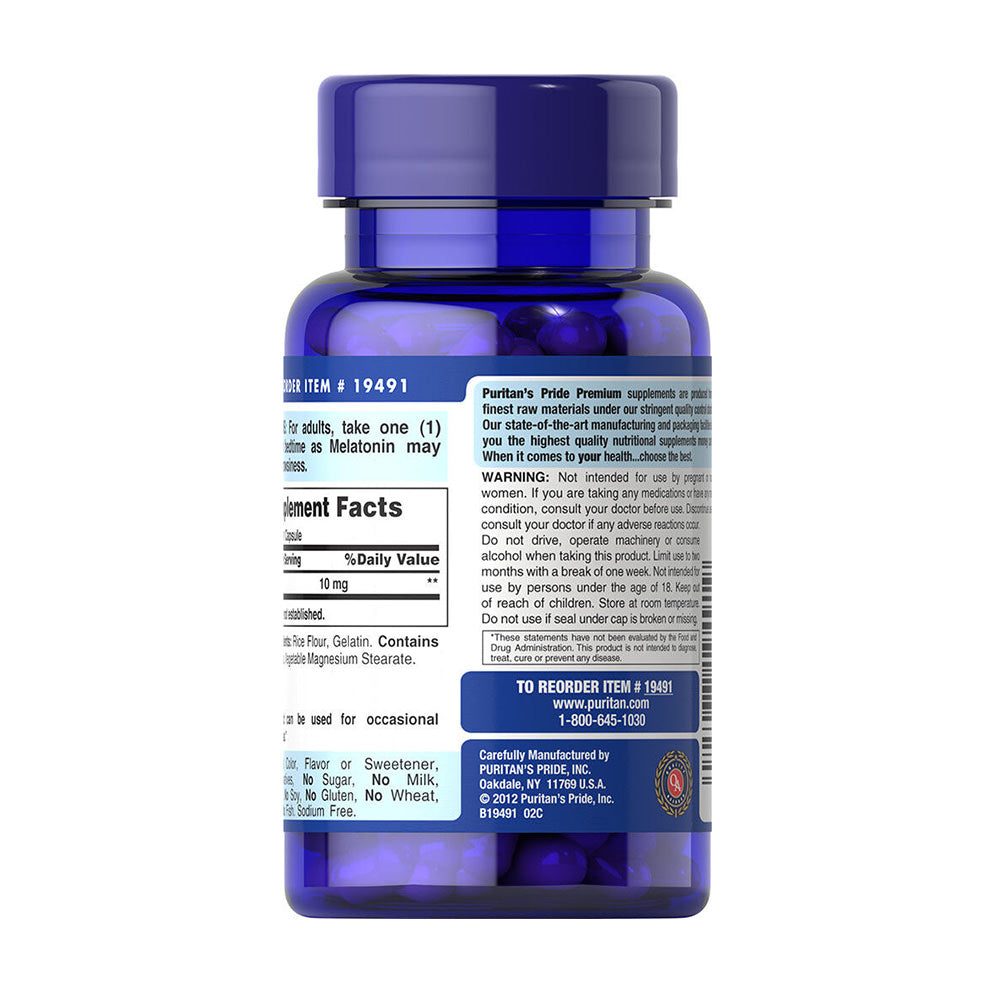 Viên uống giúp ngủ ngon Puritan’s Pride Super Strength Melatonin 10mg 60 viên - hình ảnh chi tiết 3